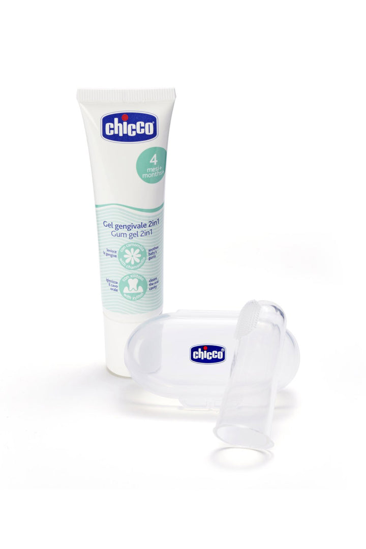 Chicco 4 Ay  Parmak Diş Fırçası ve Papatya Özlü Diş Eti Jeli Ağız ve Diş Bakım Seti