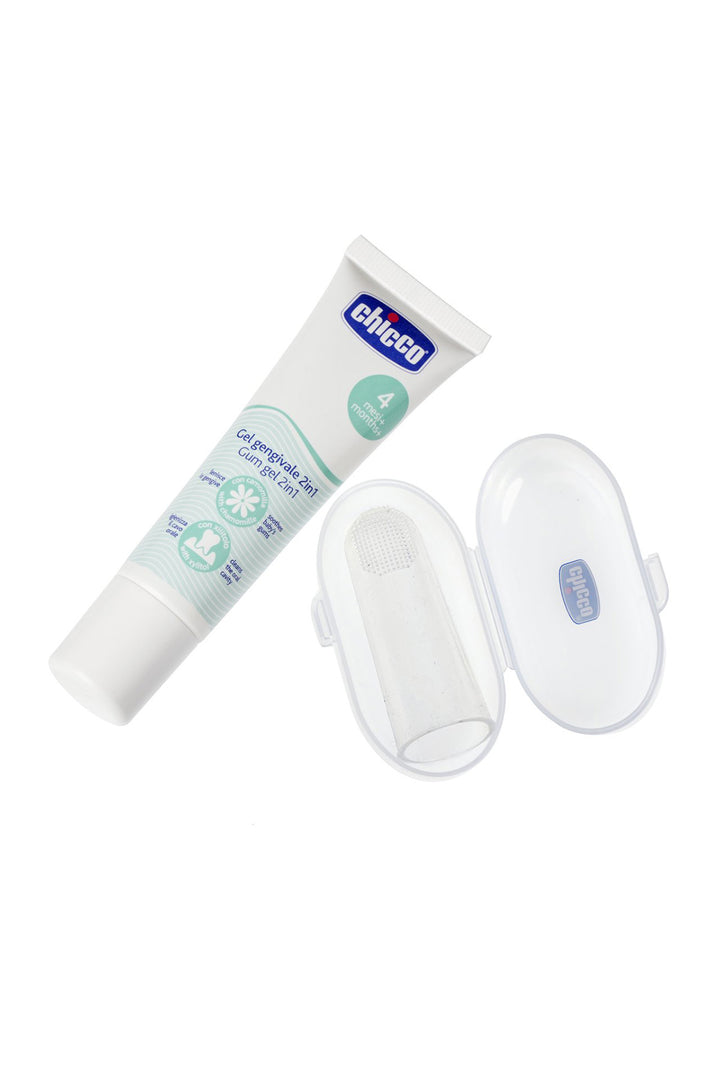 Chicco 4 Ay  Parmak Diş Fırçası ve Papatya Özlü Diş Eti Jeli Ağız ve Diş Bakım Seti