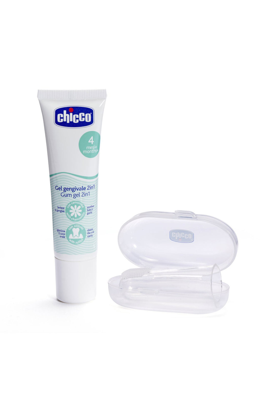 Chicco 4 Ay  Parmak Diş Fırçası ve Papatya Özlü Diş Eti Jeli Ağız ve Diş Bakım Seti