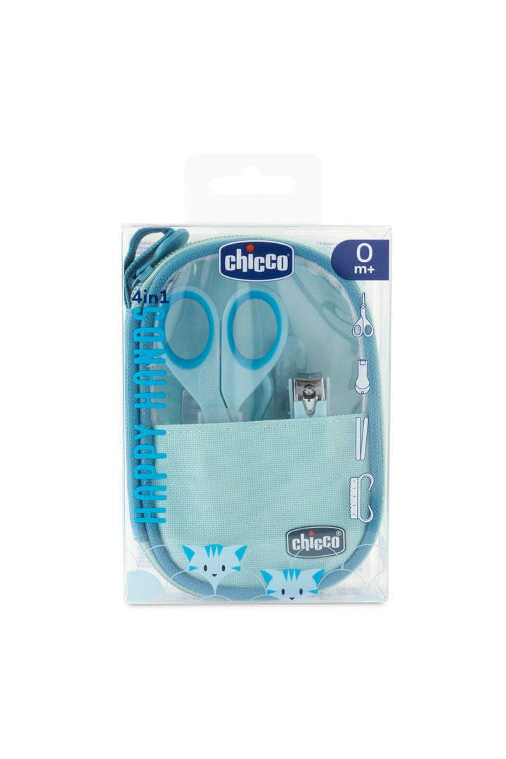 Chicco Mavi 6 Parça Törpü Makas Tırnak Makası Fırça ve Çantalı Bebek Tırnak Bakım Seti