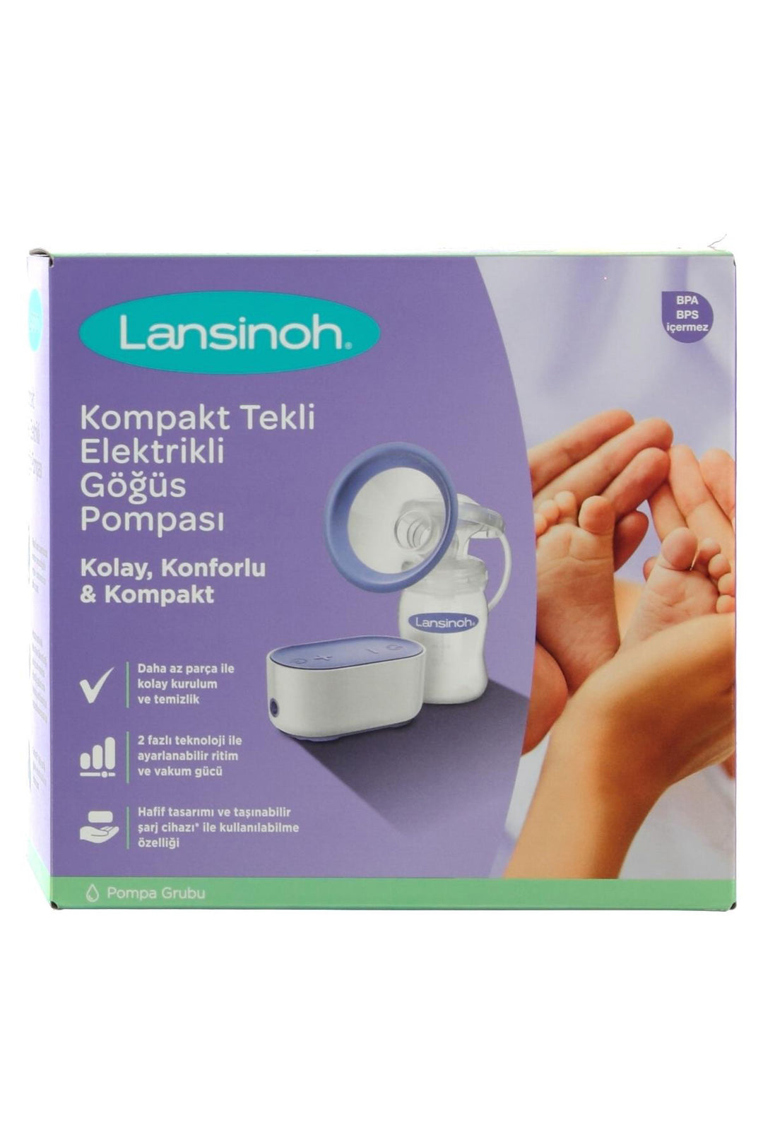 Lansinoh Tekli Elektrikli Hafif Ayarlanabilir Vakum Gücü BPA BPS İçermez Gögüs Pompası