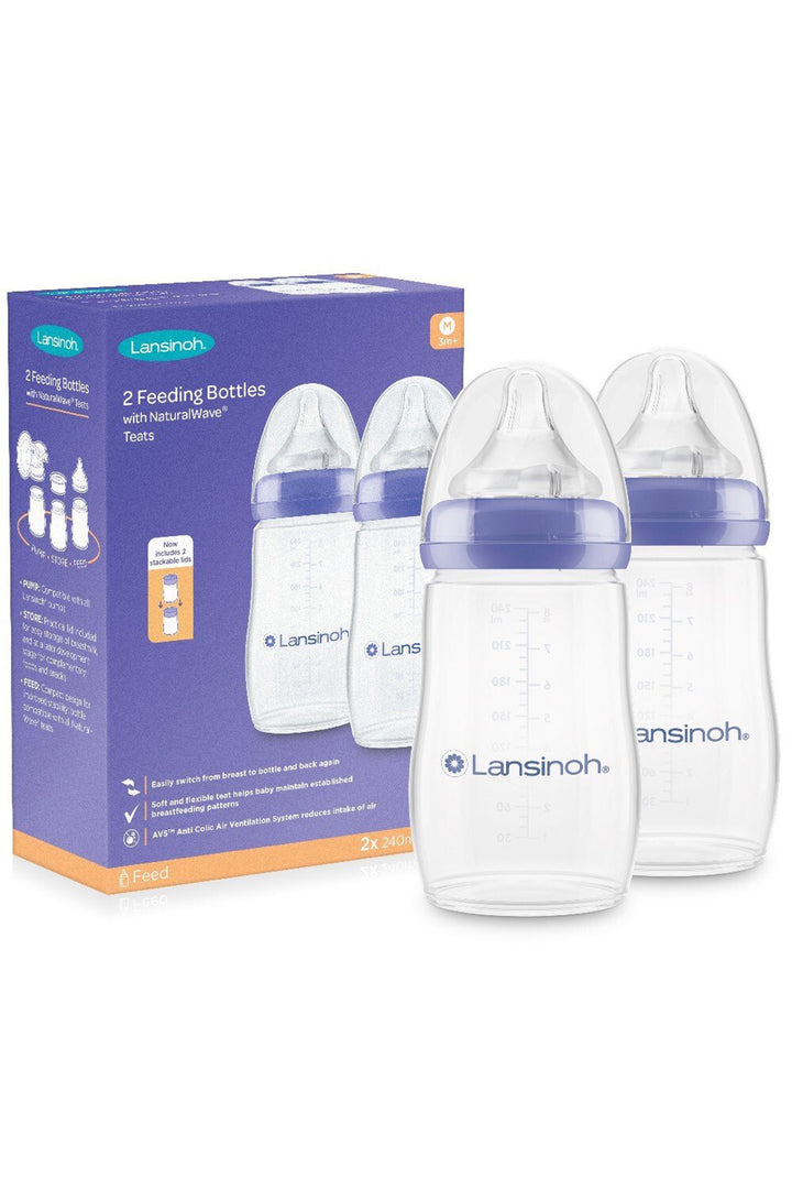 Lansinoh 2’li 240 ml Orta Akış BPA BPS İçermez Antikolik Geniş Ağızlı Emzikli Biberon