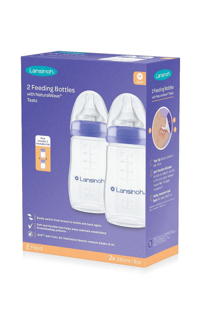 Lansinoh 2’li 240 ml Orta Akış BPA BPS İçermez Antikolik Geniş Ağızlı Emzikli Biberon