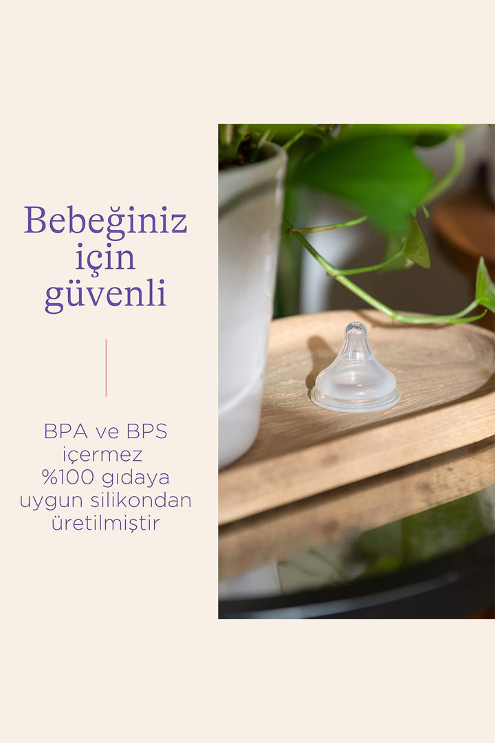Lansinoh Silikon BPA BPS İçermez Antikolik 2’li Hızlı Akış  Uyumlu Biberon Emziği