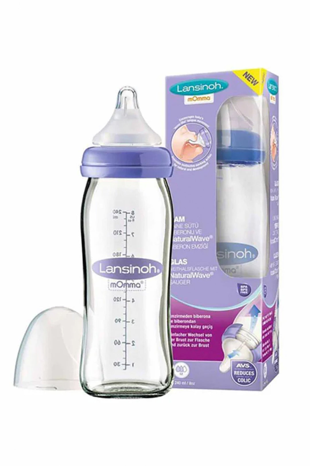 Lansinoh Cam 240 ml Anne Sütü Destekli Antikolik Geniş Ağızlı Bebek Biberon