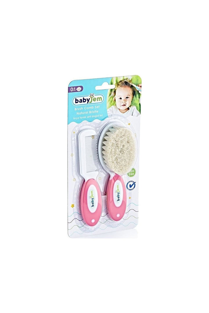 Babyjem Yeni Doğan İçin Hassas Baş Derisi Bakımı Doğal Kıllı Bebek Set Fırça ve Tarak