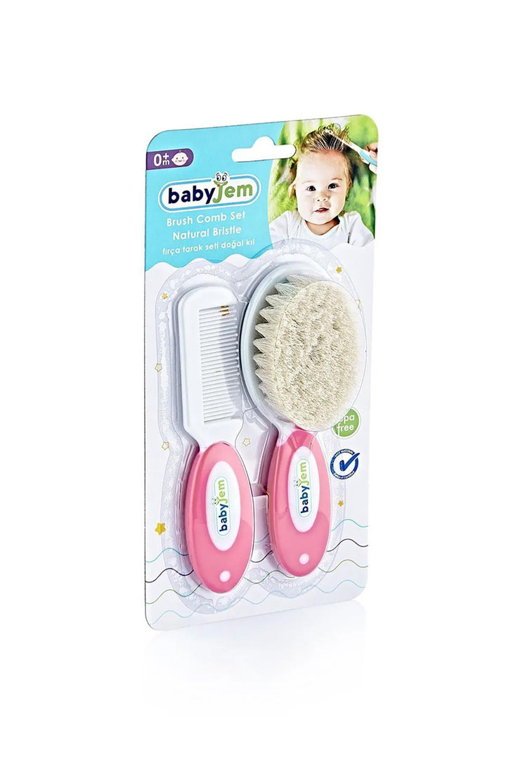 Babyjem Yeni Doğan İçin Hassas Baş Derisi Bakımı Doğal Kıllı Bebek Set Fırça ve Tarak
