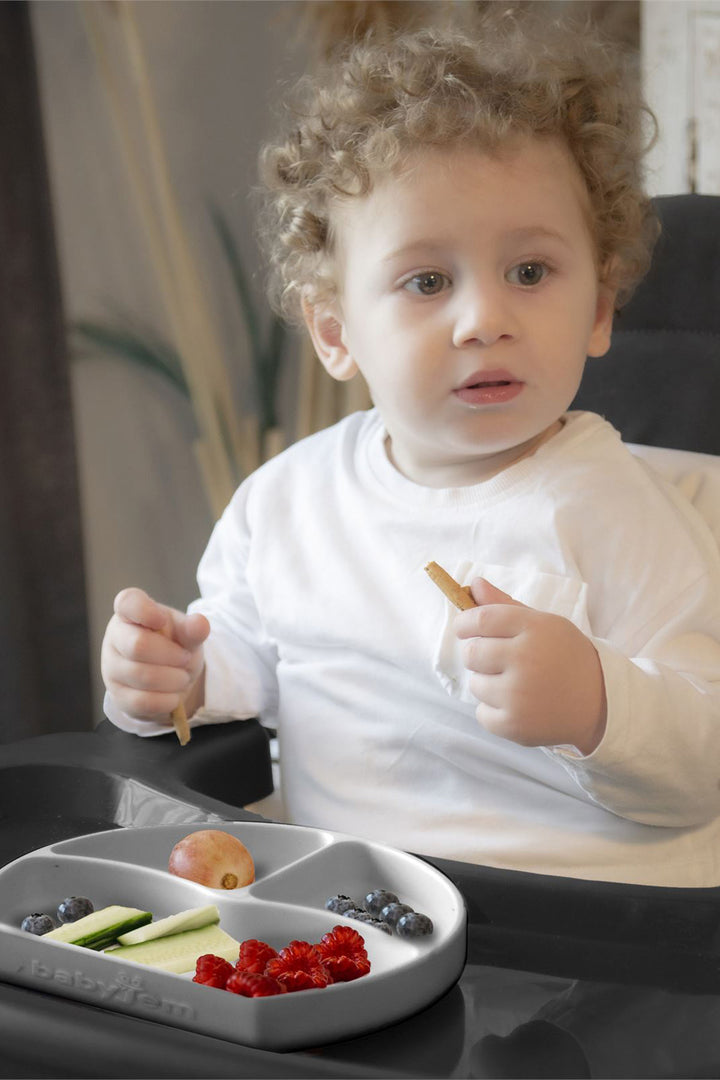 Babyjem 6 Ay ve Üzeri Bebek İçin Vakum Tabanlı Silikon 3 Bölmeli Kaymaz Taban Tabak