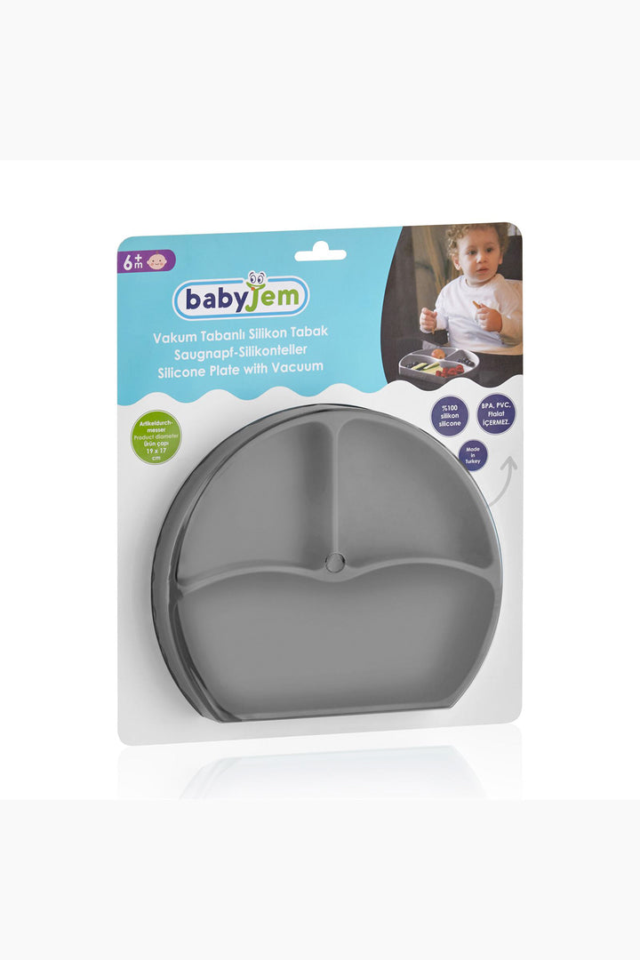 Babyjem 6 Ay ve Üzeri Bebek İçin Vakum Tabanlı Silikon 3 Bölmeli Kaymaz Taban Tabak