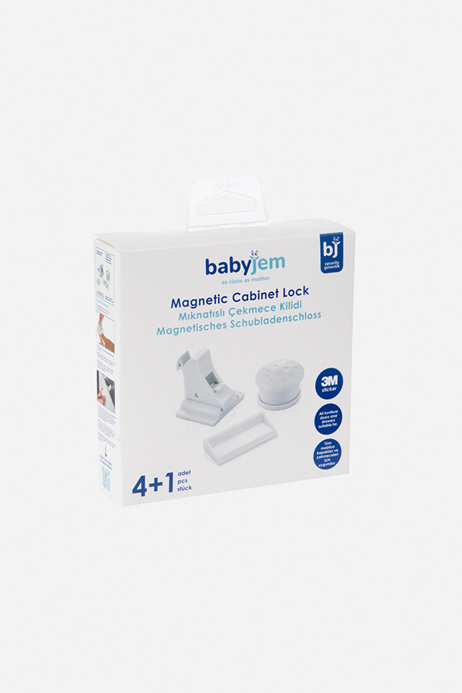 Babyjem Mıknatıslı 4+1 Set Güçlü 3M Yapışkanlı Gizli Montaj Dolap ve Çekmece Kilidi