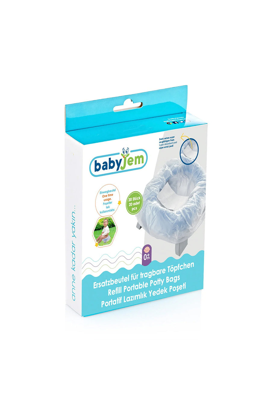 Babyjem Yedek Poşeti 20li Tek Kullanımlık Emici Hijyenik ve Pratik Portatif Lazımlık