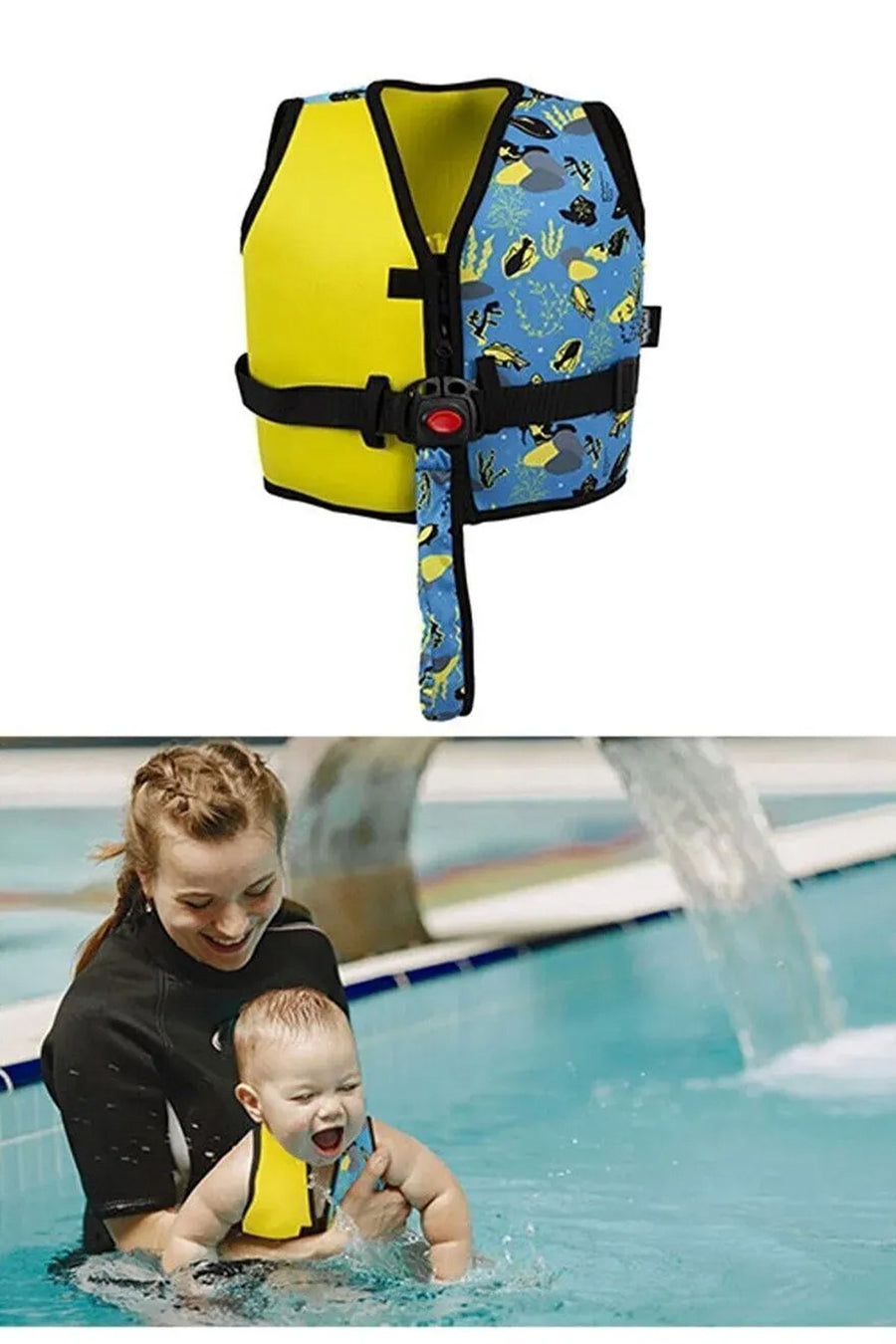 Neopren Kumaş Desenli Emniyetli ve Ayarlanabilir Kemerli 2-6 Yaş Arası Çocuk Yüzme Yeleği