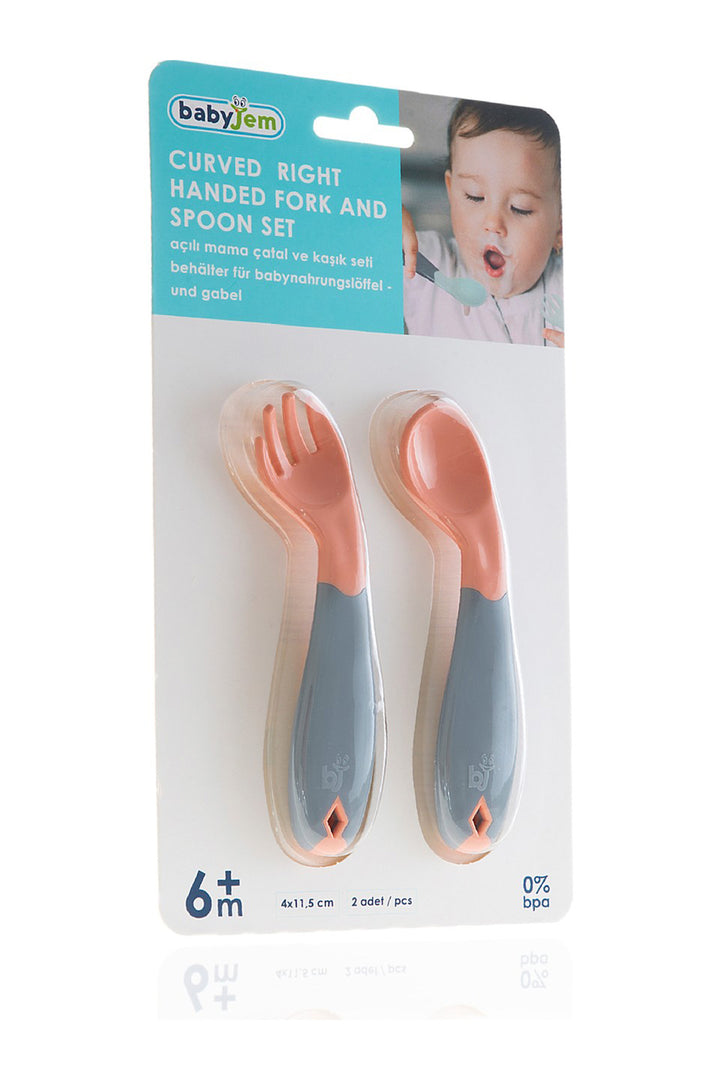 Babyjem Ergonomik Sağ El Kullanımı İçin Uygun BPA İçermez  Açılı Mama Kaşık ve Çatal
