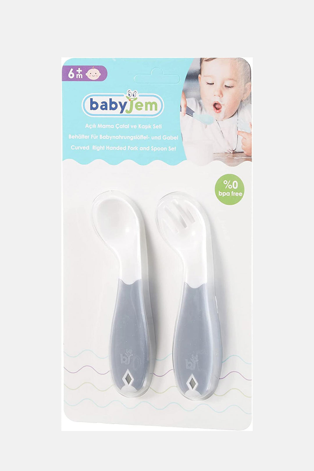 Babyjem Ergonomik Sağ El Kullanımı İçin Uygun BPA İçermez  Açılı Mama Kaşık ve Çatal