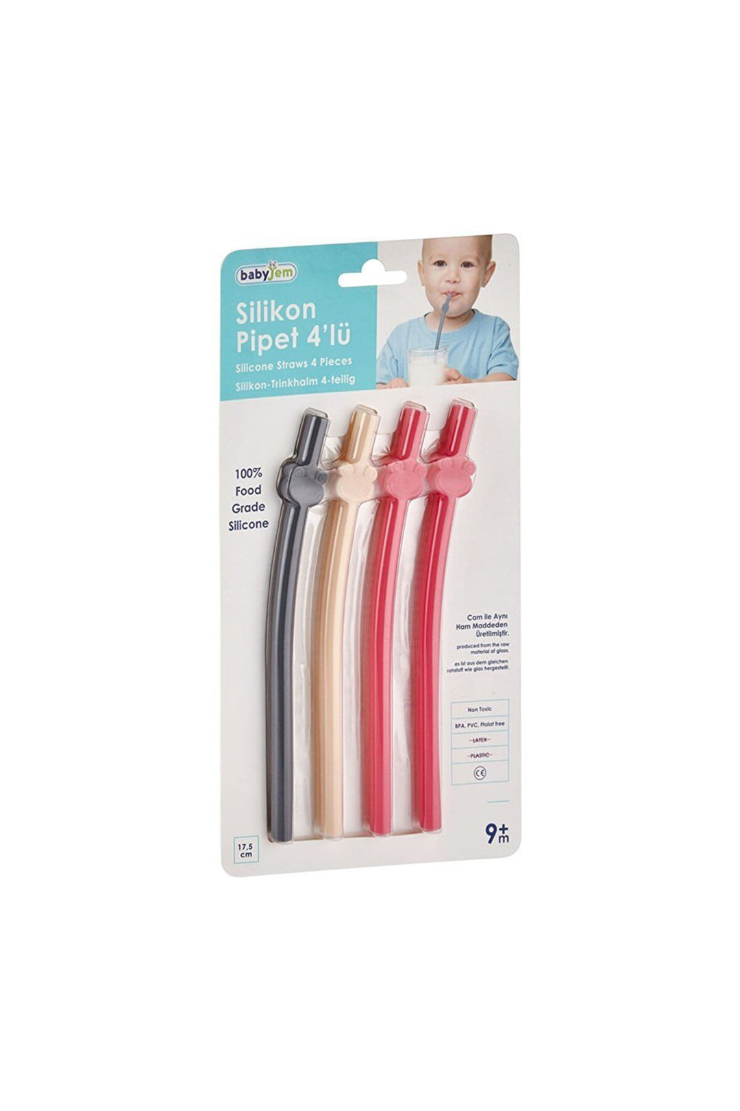 Babyjem Silikon Pipet 4lü Set Gıda Uyumlu Sağlıklı Renkli ve Dayanıklı  Aksesuar