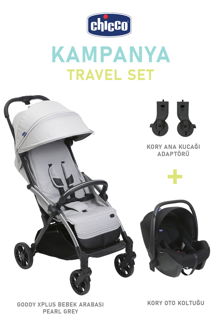 Goody XPlus Travel Set Bebek Arabası Kory Oto Koltuğu Ana Kucağı Adaptörü Doğumdan İtibaren Kullanım