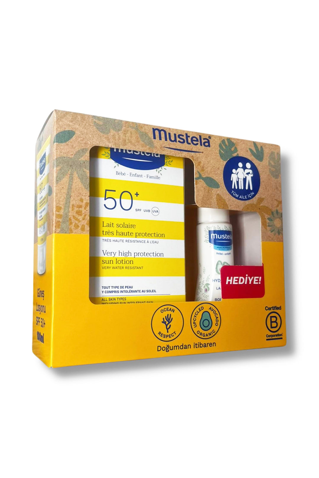 Mustela SPF 50+ Aile Boyu 200 ml + Hydra Bebek Nemlendirici 50 ml Hediyeli Güneş Kremi