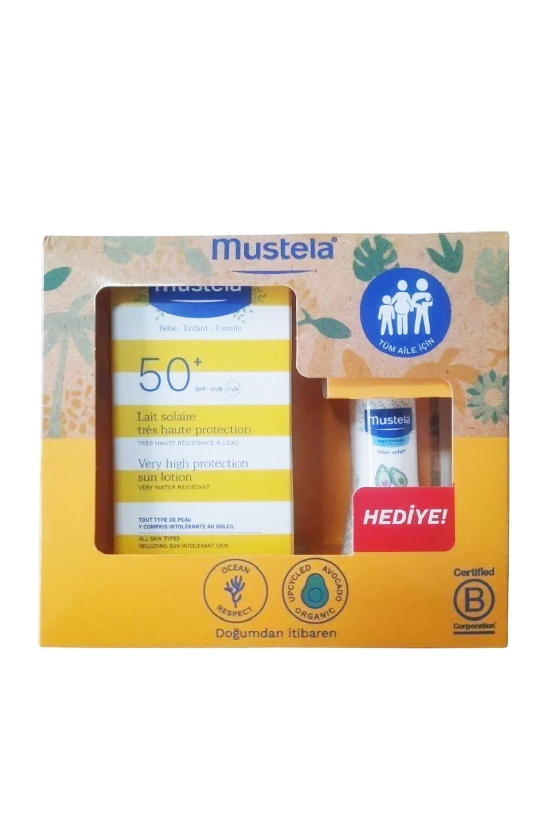 Mustela SPF 50+ Aile Boyu 200 ml + Hydra Bebek Nemlendirici 50 ml Hediyeli Güneş Kremi