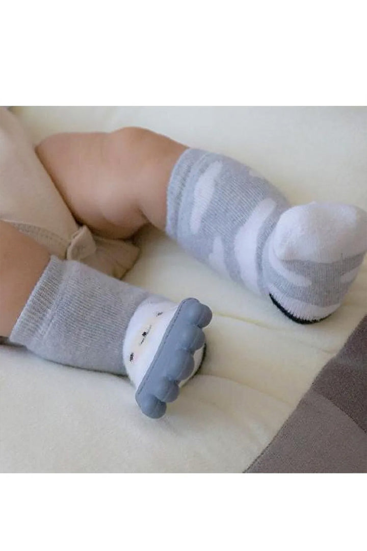 Diş Kaşıyıcılı Kalpli Bulutlu Kız Bebek Patik Çorap
