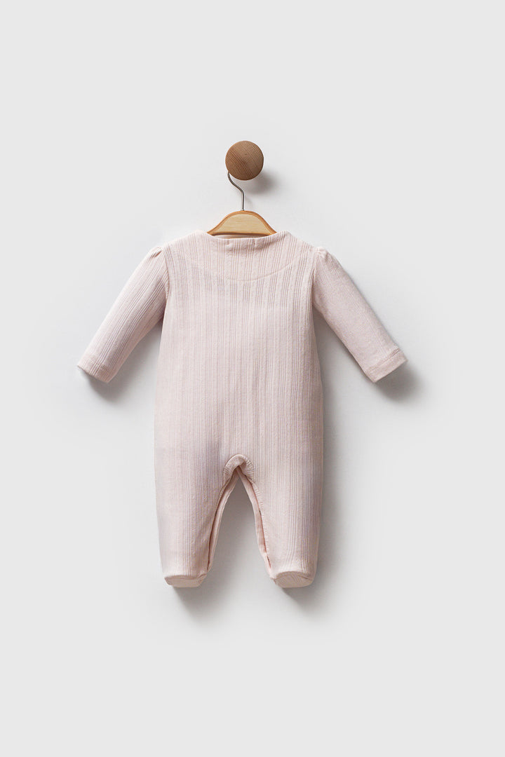 Nakış Detaylı Patikli Soft Touch Kız Bebek Tulum