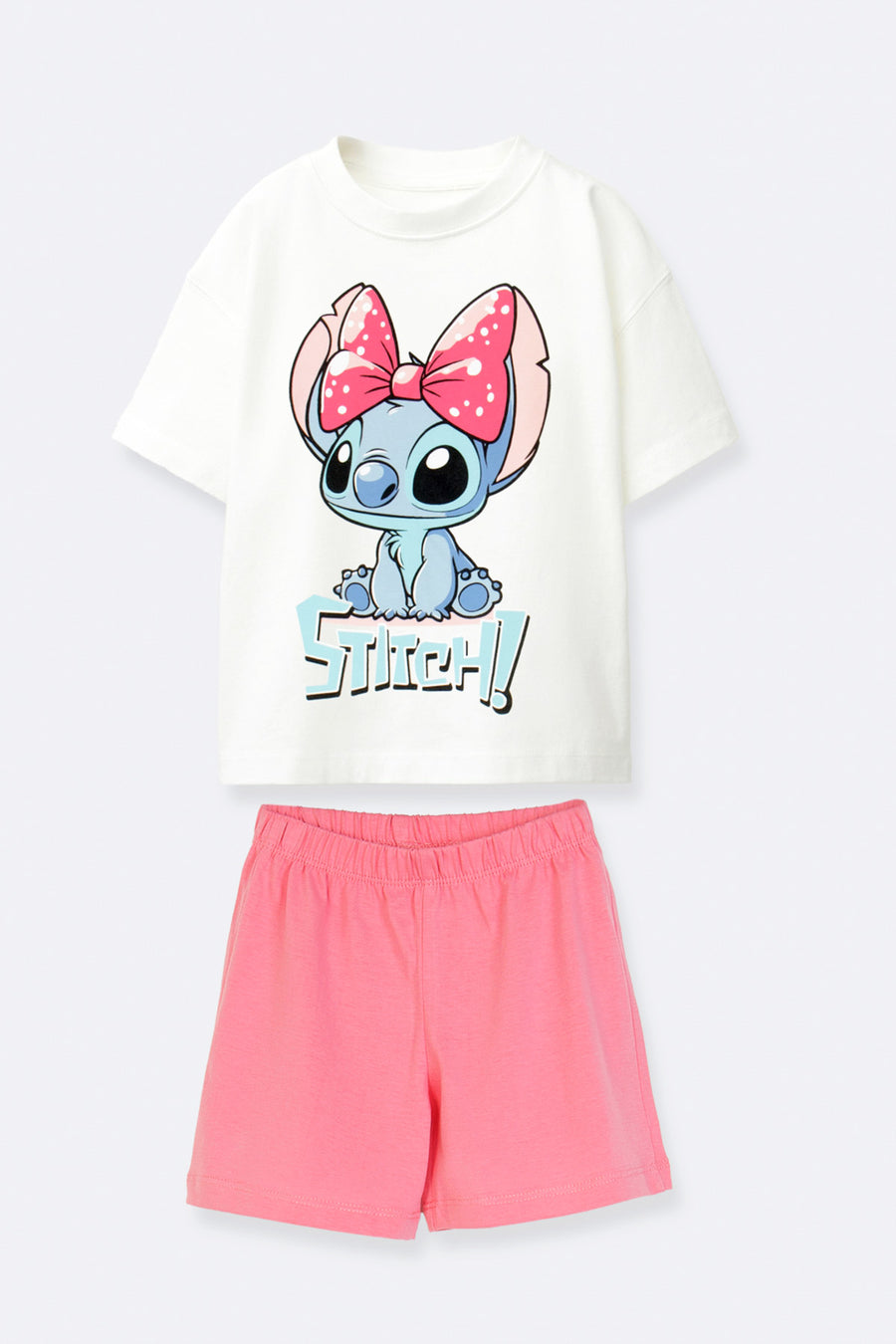 Stitch Baskılı Pamuklu Şortlu Kız Çocuk Takım