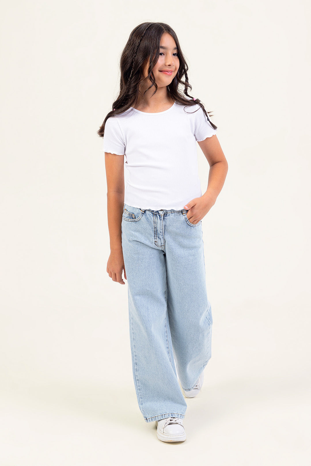 Wide Leg Yüksek Bel Geniş Paça Jean Kız Çocuk Pantolon