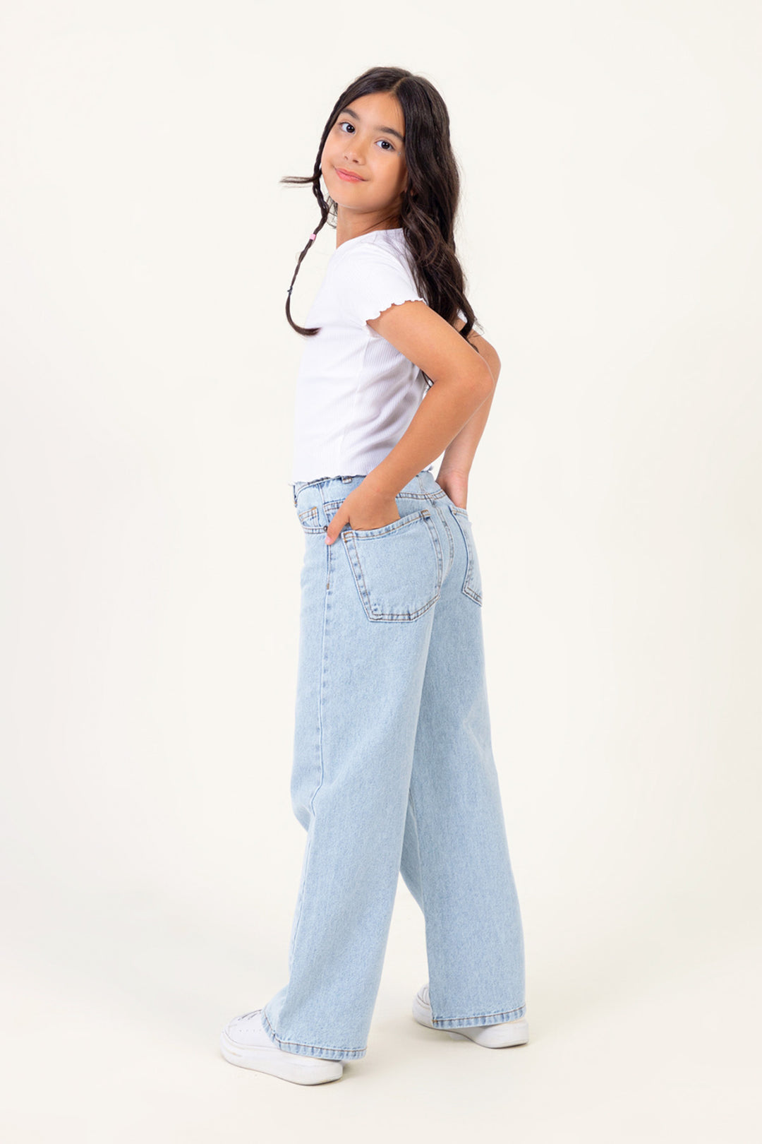 Wide Leg Yüksek Bel Geniş Paça Jean Kız Çocuk Pantolon