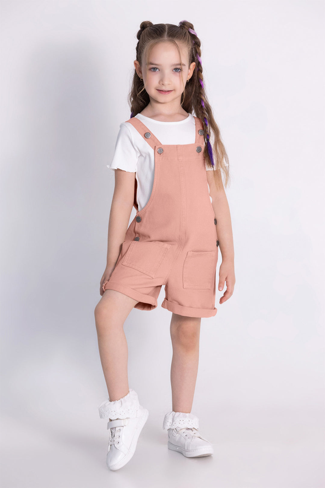 Kız Gabardin Şortlu Tulum