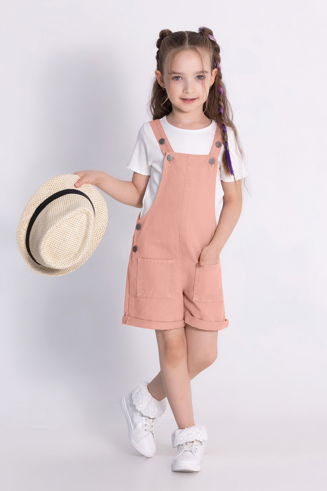 Kız Gabardin Şortlu Tulum