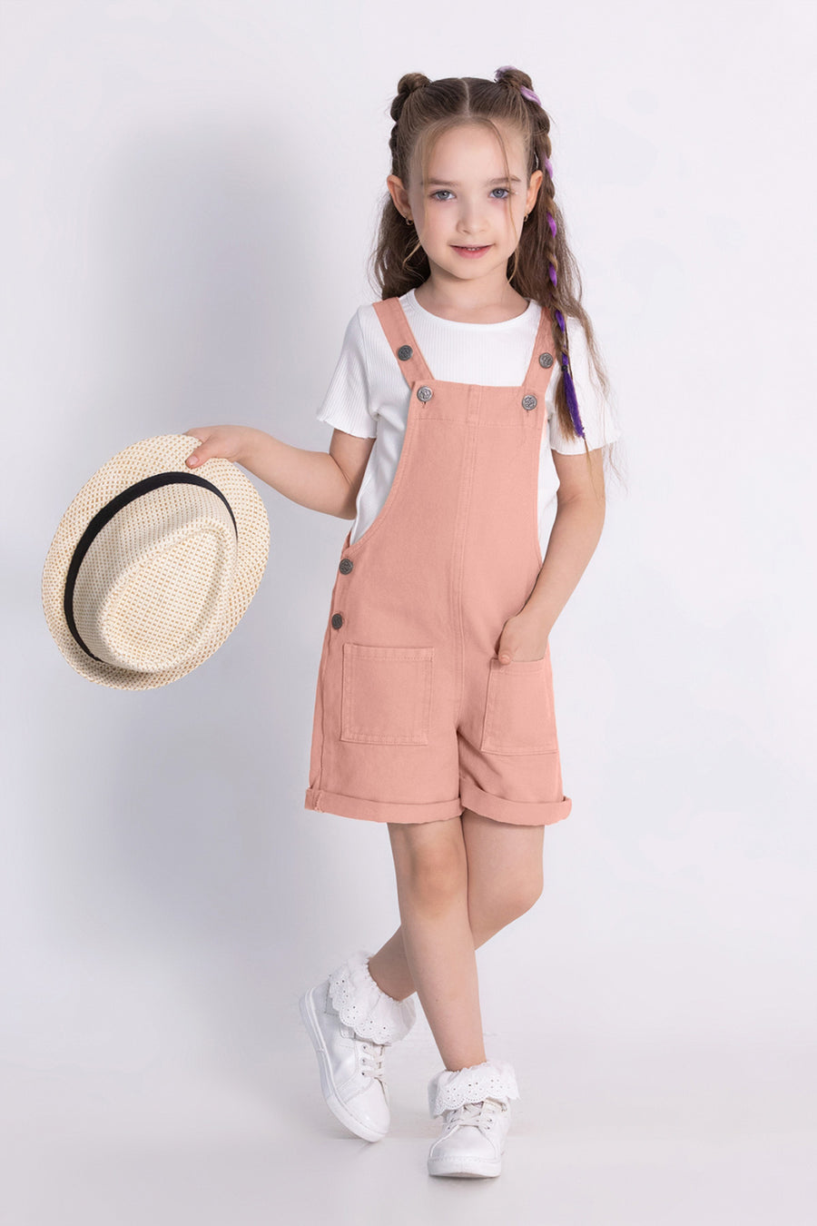 Kız Gabardin Şortlu Tulum