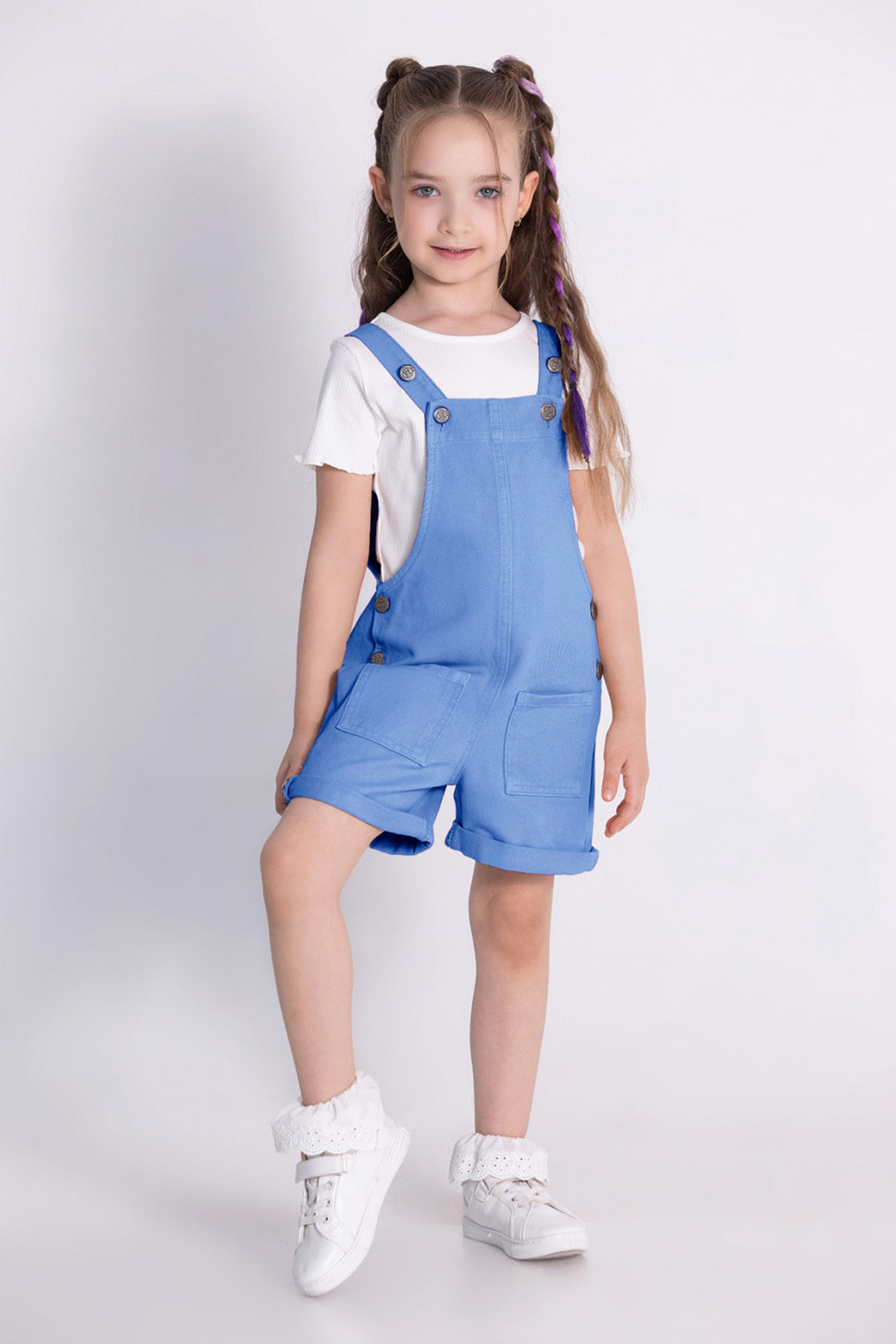Kız Gabardin Şortlu Tulum