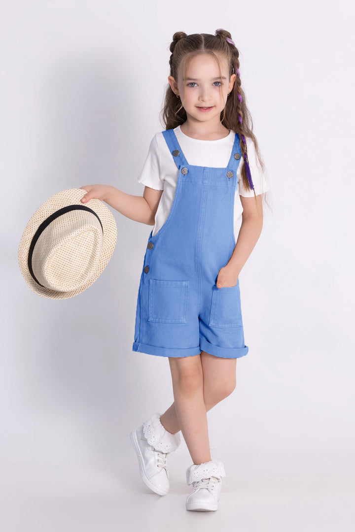 Kız Gabardin Şortlu Tulum