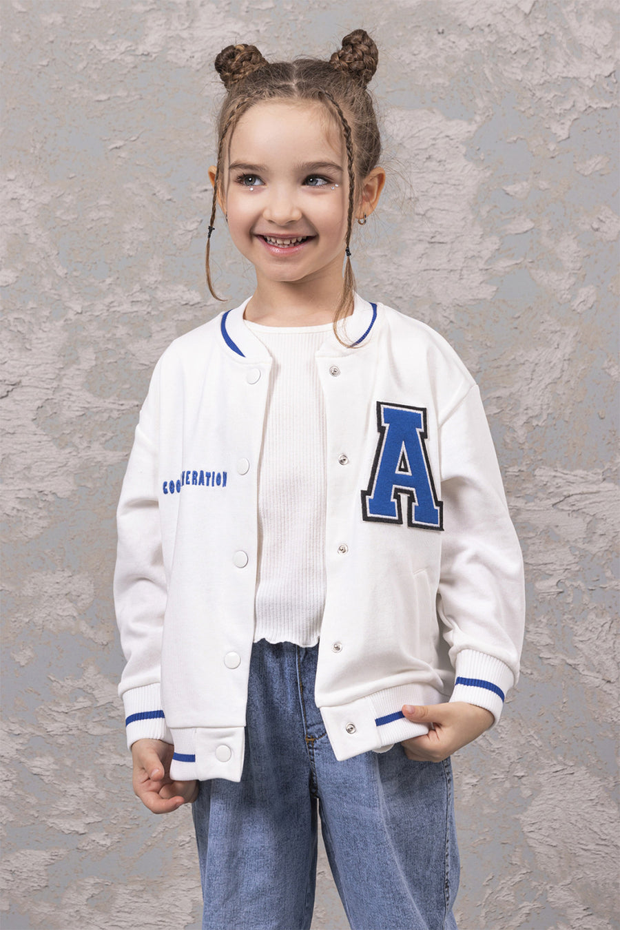Baskılı Kolej Stil Sweat Kız Çocuk Hırka