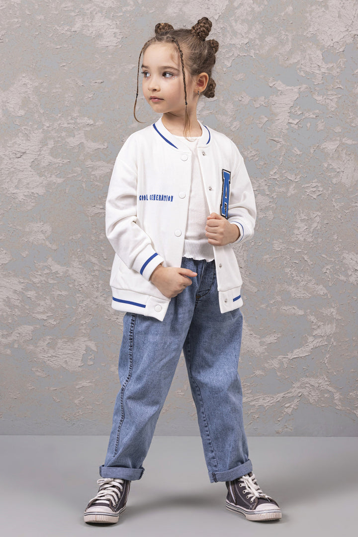 Baskılı Kolej Stil Sweat Kız Çocuk Hırka