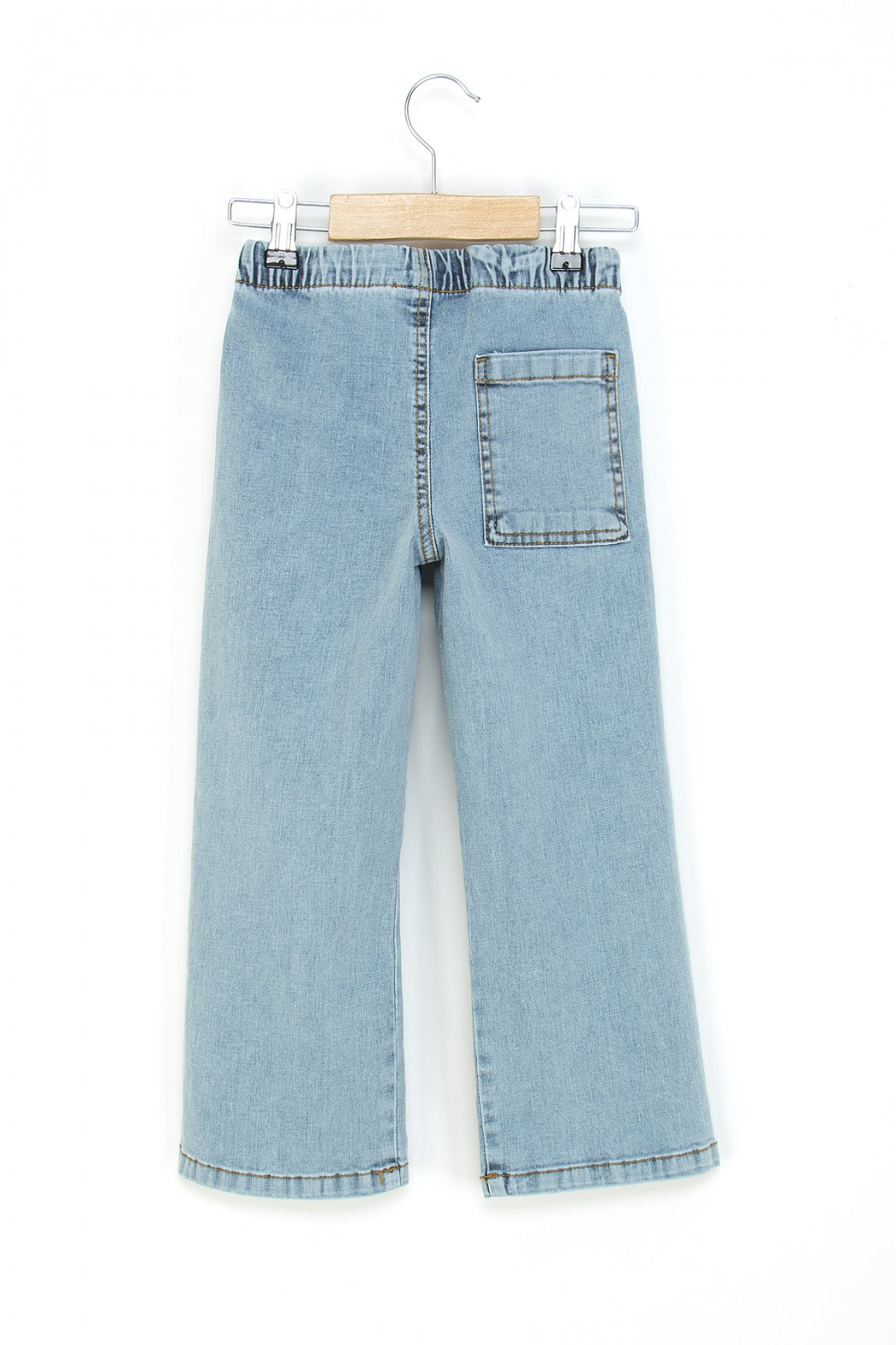 Kız Çocuk Bol Paça Kot Pantolon Beli Lastikli My Melody ve Kuromi Nakışlı Jean