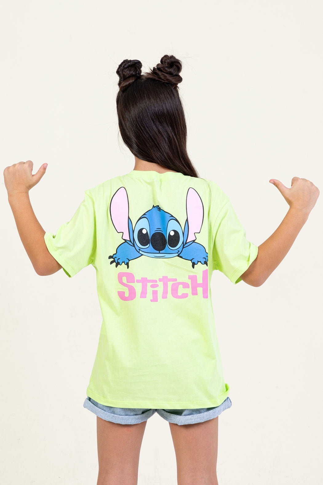 Kız Çocuk Stitch Baskılı T-shirt Rahat Kalıp