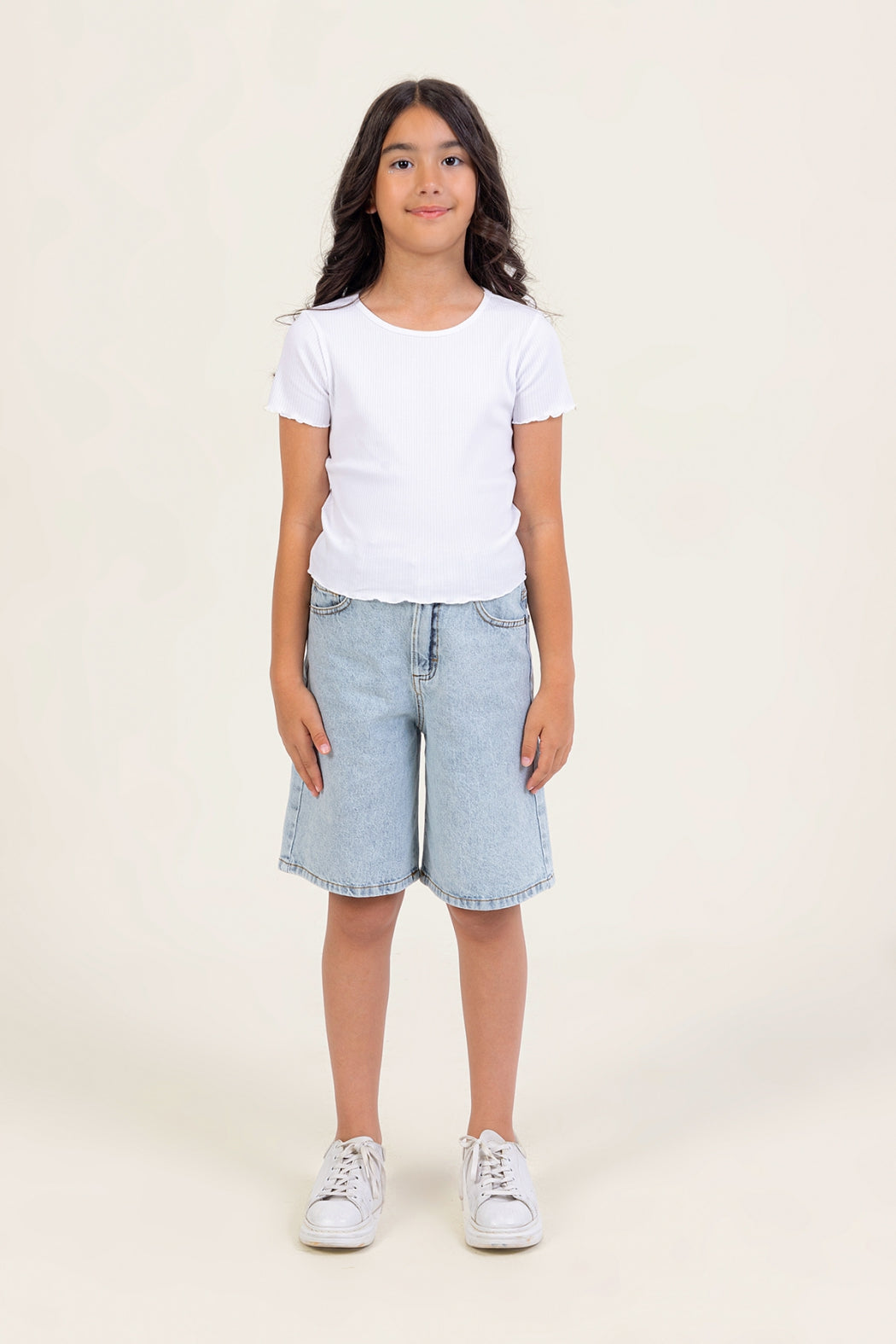 Kız Çocuk Diz Boyu Denim Şort