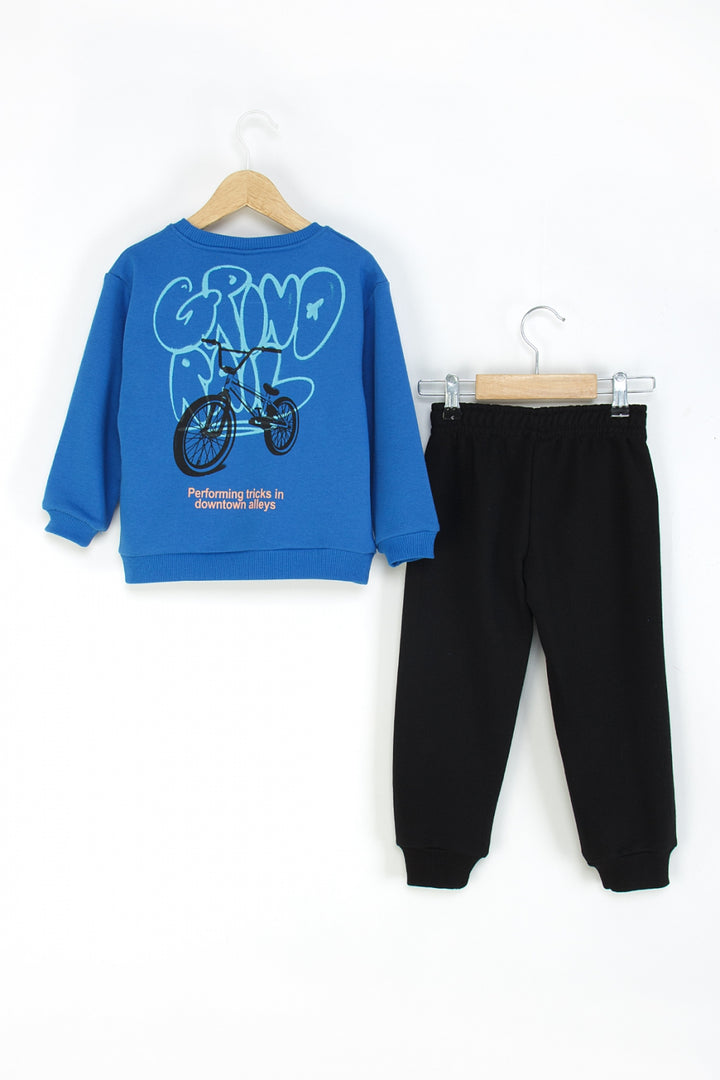 Erkek Çocuk Bisiklet Baskılı Sweatshirt Eşofman Takım