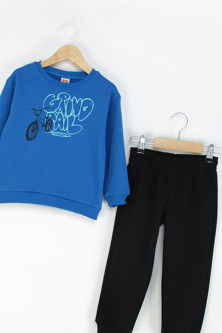 Erkek Çocuk Bisiklet Baskılı Sweatshirt Eşofman Takım