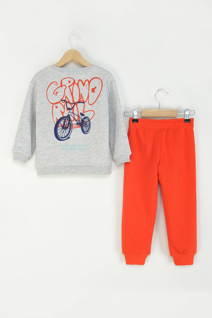 Erkek Çocuk Bisiklet Baskılı Sweatshirt Eşofman Takım