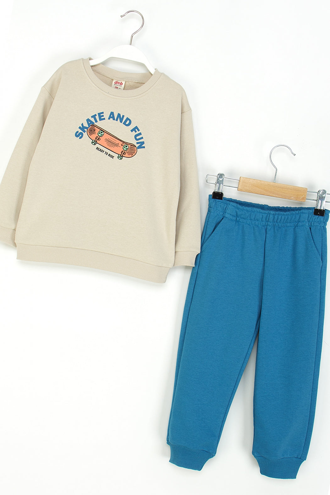 Erkek Çocuk Eşofman Takım Skate Baskılı Sweatshirt ve Eşofman Altı