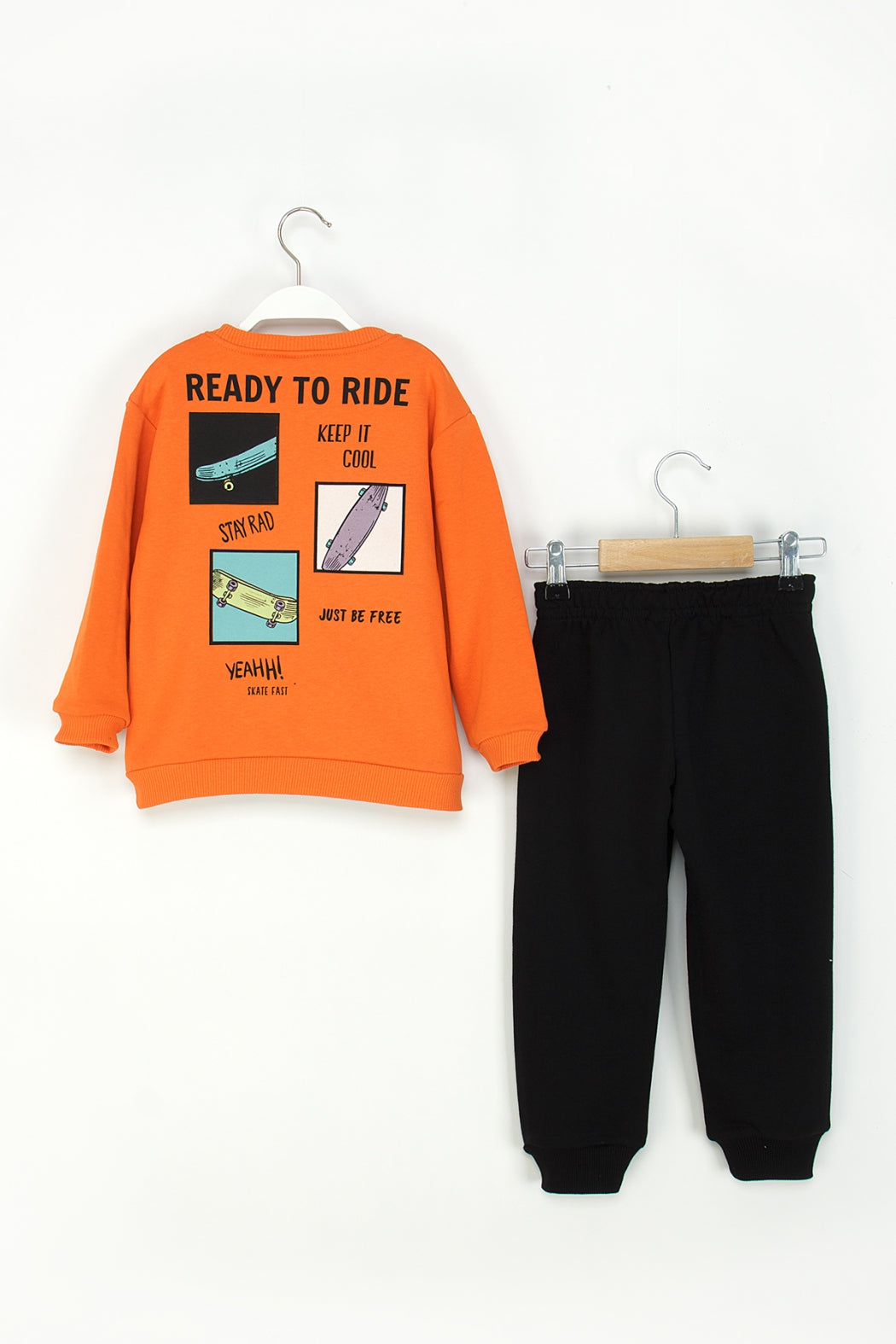 Erkek Çocuk Eşofman Takım Skate Baskılı Sweatshirt ve Eşofman Altı