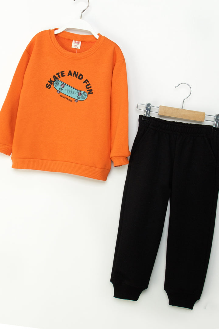Erkek Çocuk Eşofman Takım Skate Baskılı Sweatshirt ve Eşofman Altı