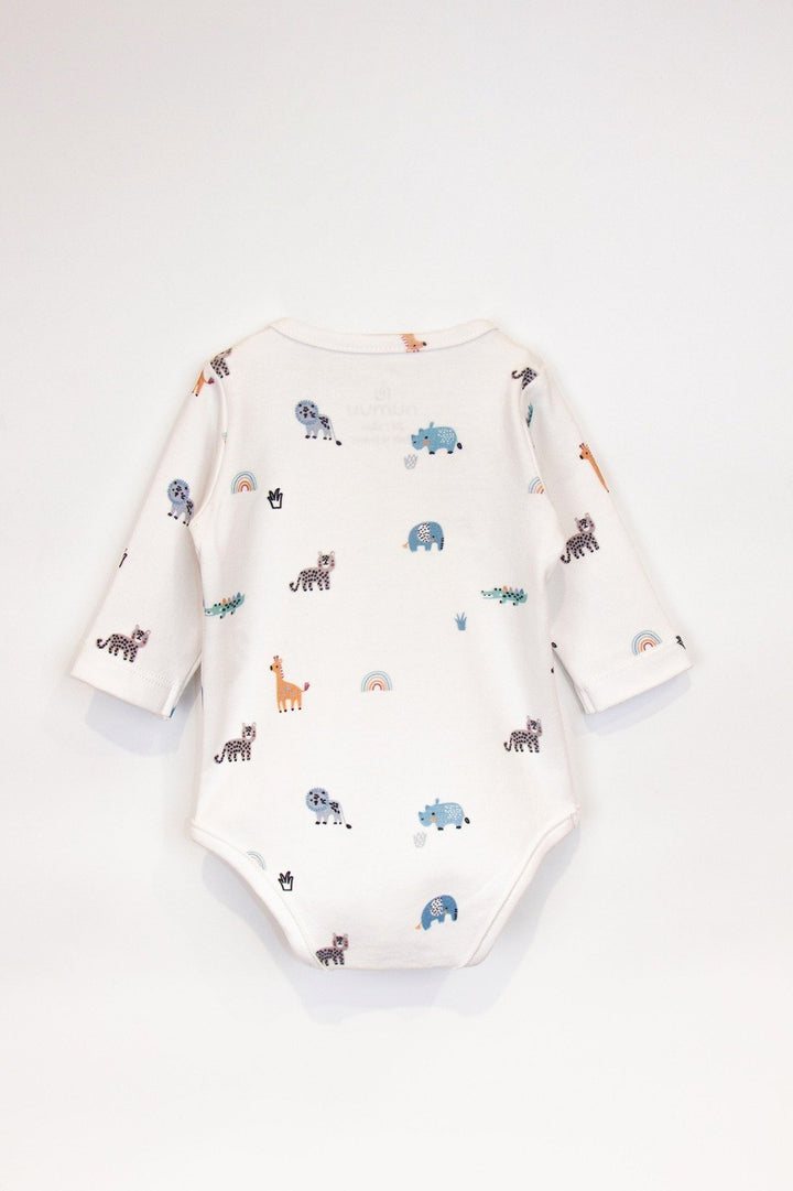 Sevimli Animal Desenli 2'li Uzun Kol Erkek Bebek Body Set