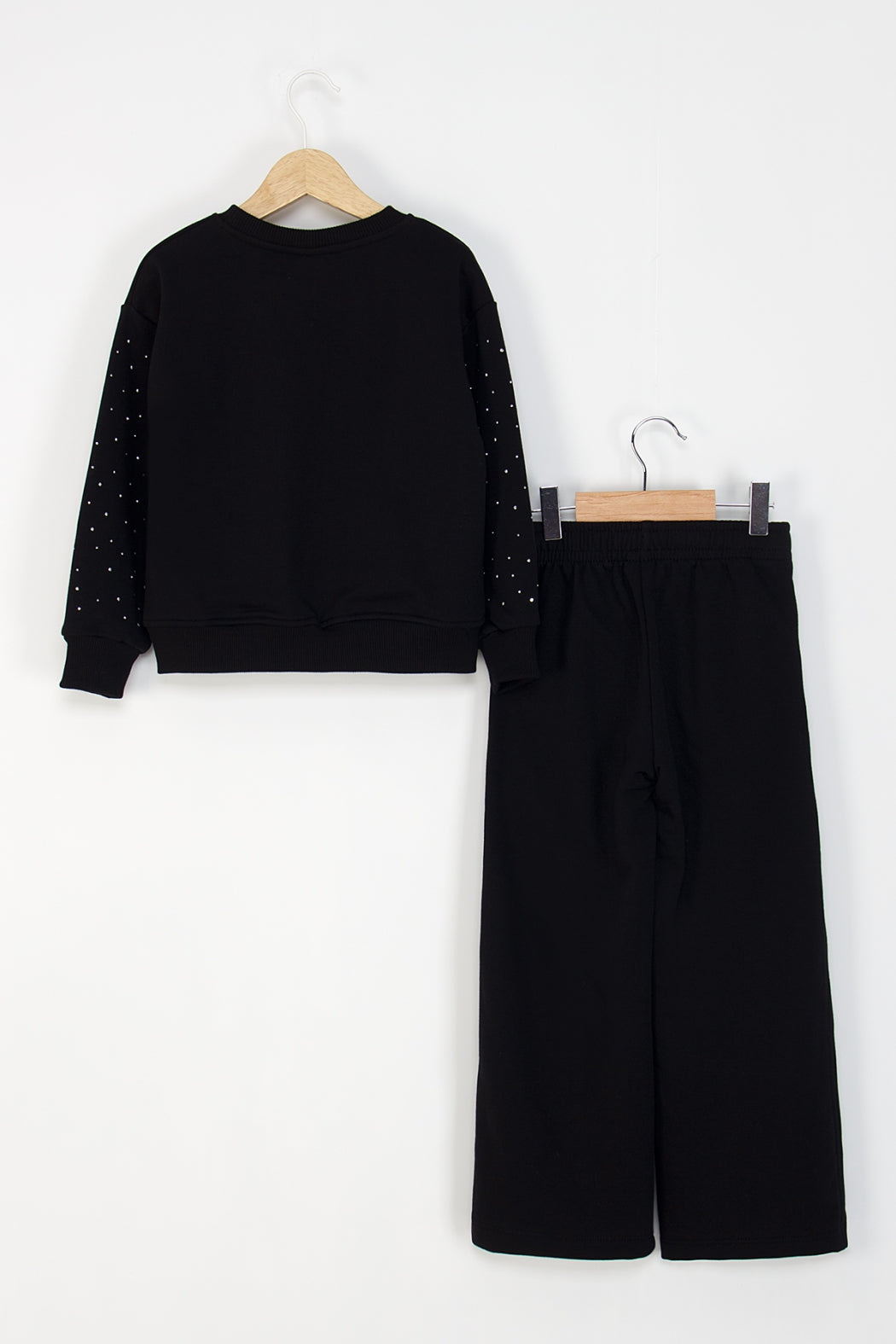 Kız Çocuk 2’li Taş Detaylı Alt-Üst Takım Beli Lastikli Rahat Kesim Eşofman Takım
