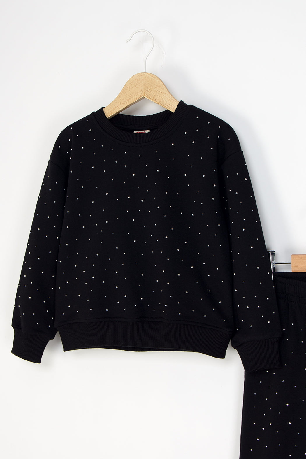 Kız Çocuk 2’li Taş Detaylı Alt-Üst Takım Beli Lastikli Rahat Kesim Eşofman Takım