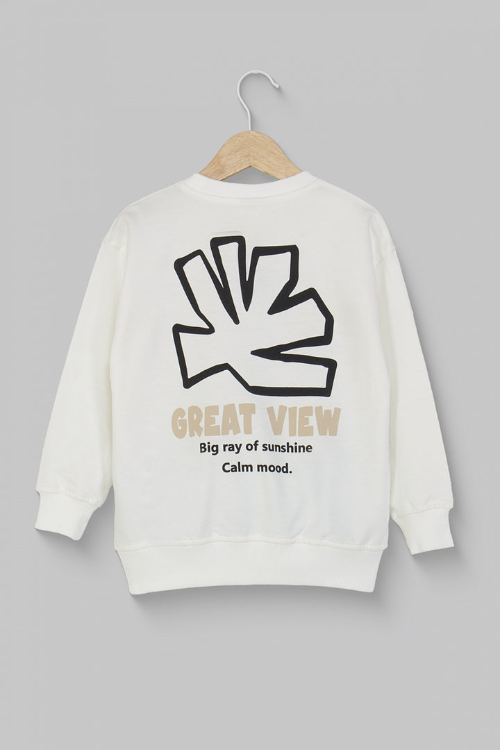Erkek Çocuk Yazı ve Grafik Baskılı Sweatshirt Pamuklu Rahat Kalıp