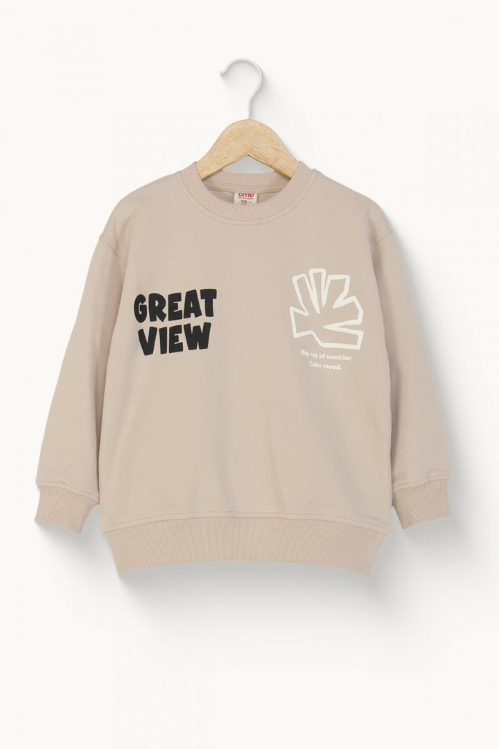Erkek Çocuk Yazı ve Grafik Baskılı Sweatshirt Pamuklu Rahat Kalıp