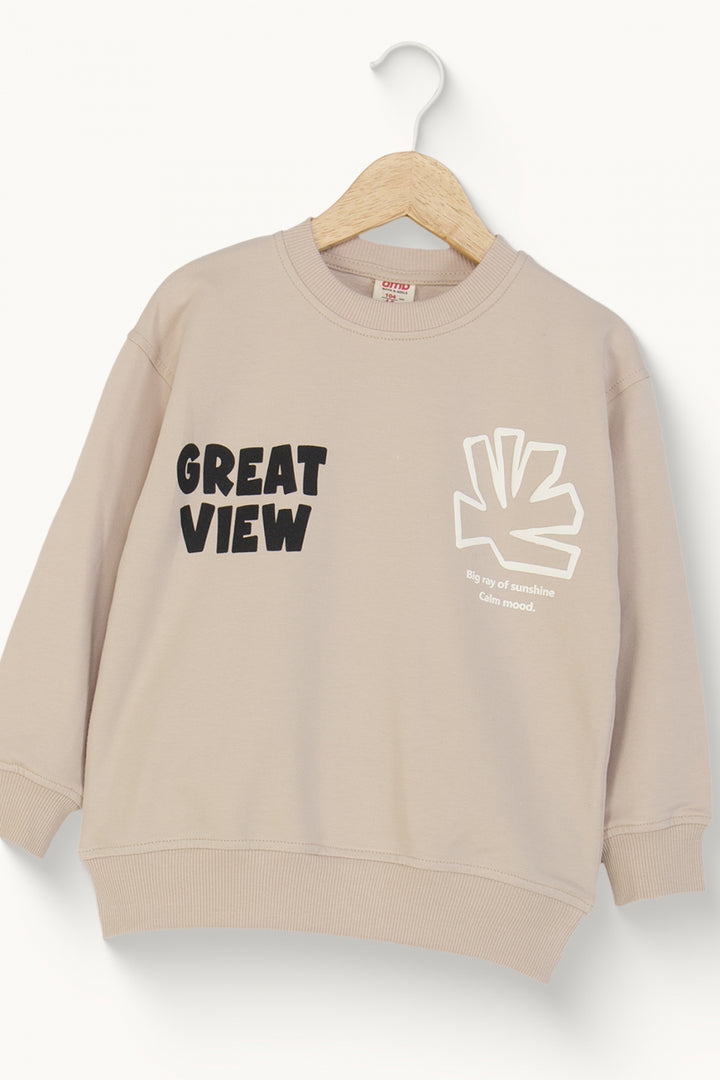 Erkek Çocuk Yazı ve Grafik Baskılı Sweatshirt Pamuklu Rahat Kalıp