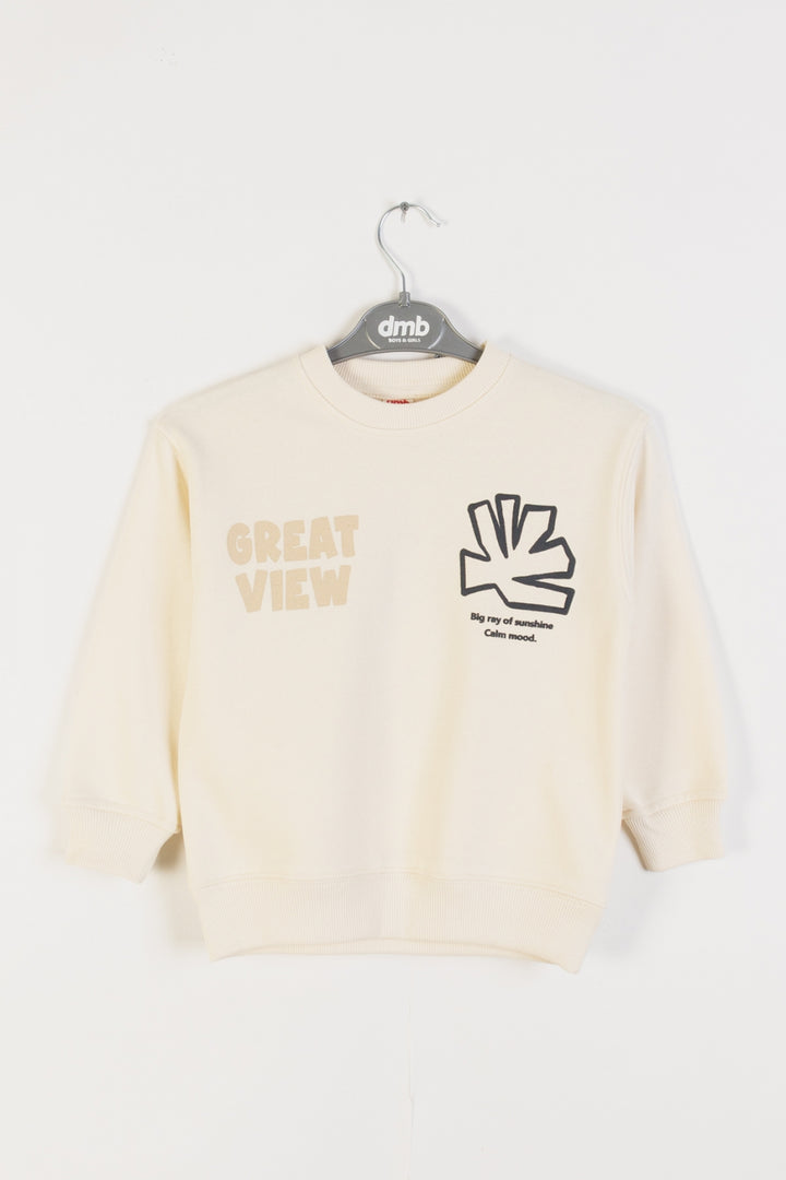 Erkek Çocuk Yazı ve Grafik Baskılı Sweatshirt Pamuklu Rahat Kalıp